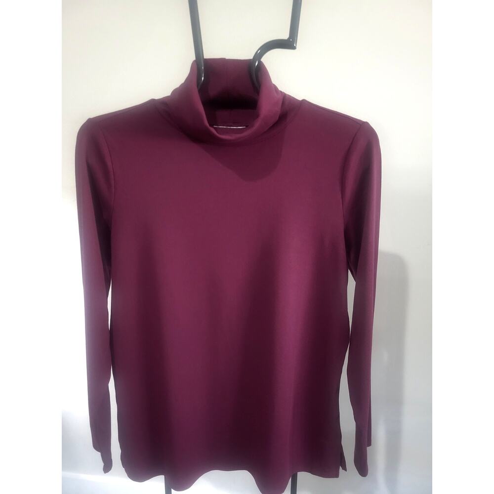 Belle Kim Gravel Med Italian Plum Tripleluxe MicroRibbed Turtleneck A666954 NWOT - Picture 1 of 8